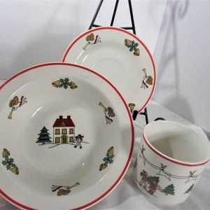 JAMESTOWN CHINA "THE JOY OF CHRISTMAS" CHILDS DINNER SET OF 3